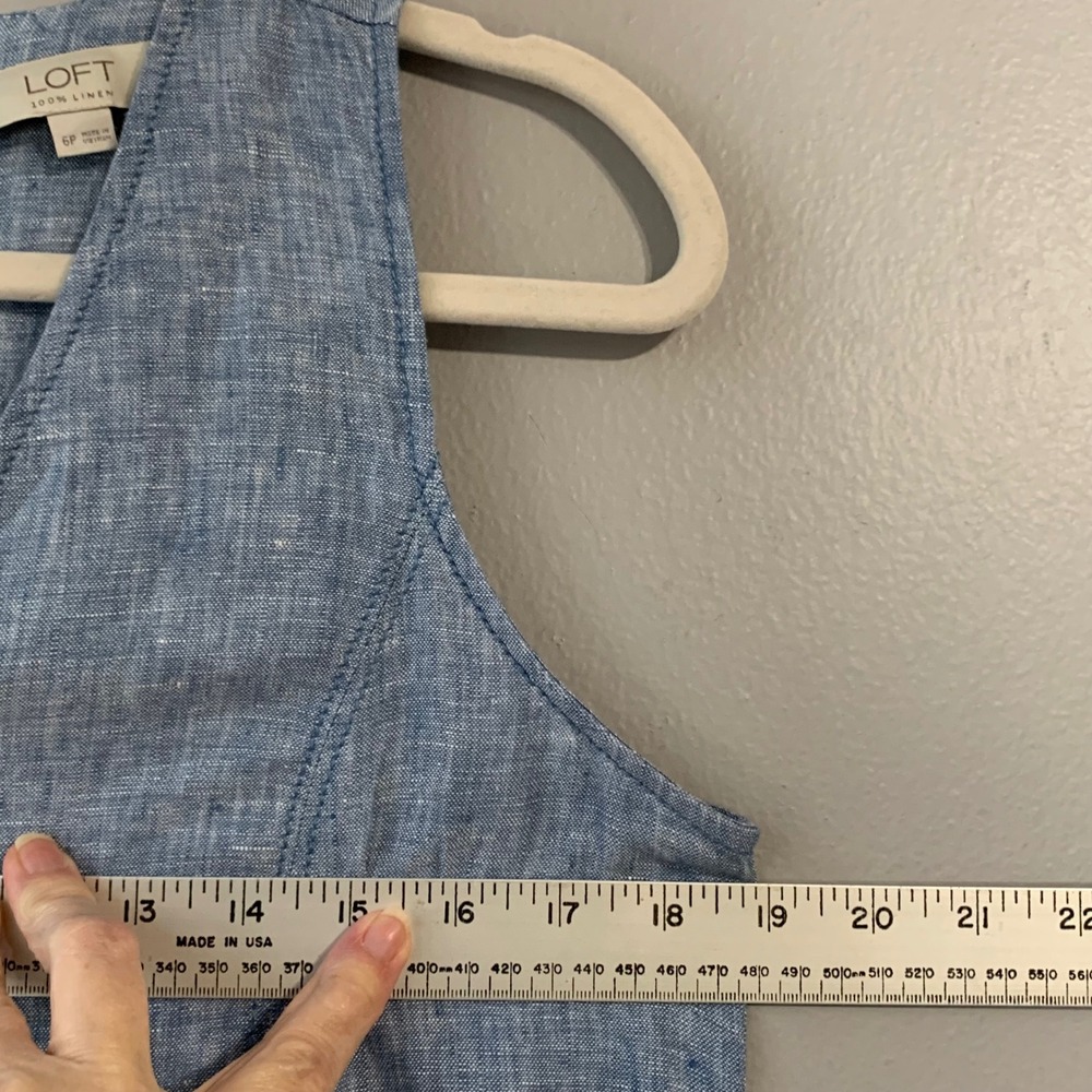 Loft Chambray Linen Pocket Sheath Dress. Size‎ 6P - Picture 9 of 12